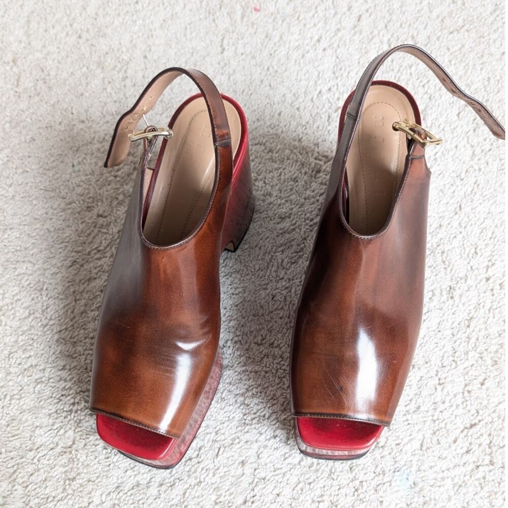 Marni Italy Brown Leather Platform Sandals, size 40 - Picture 2 of 11